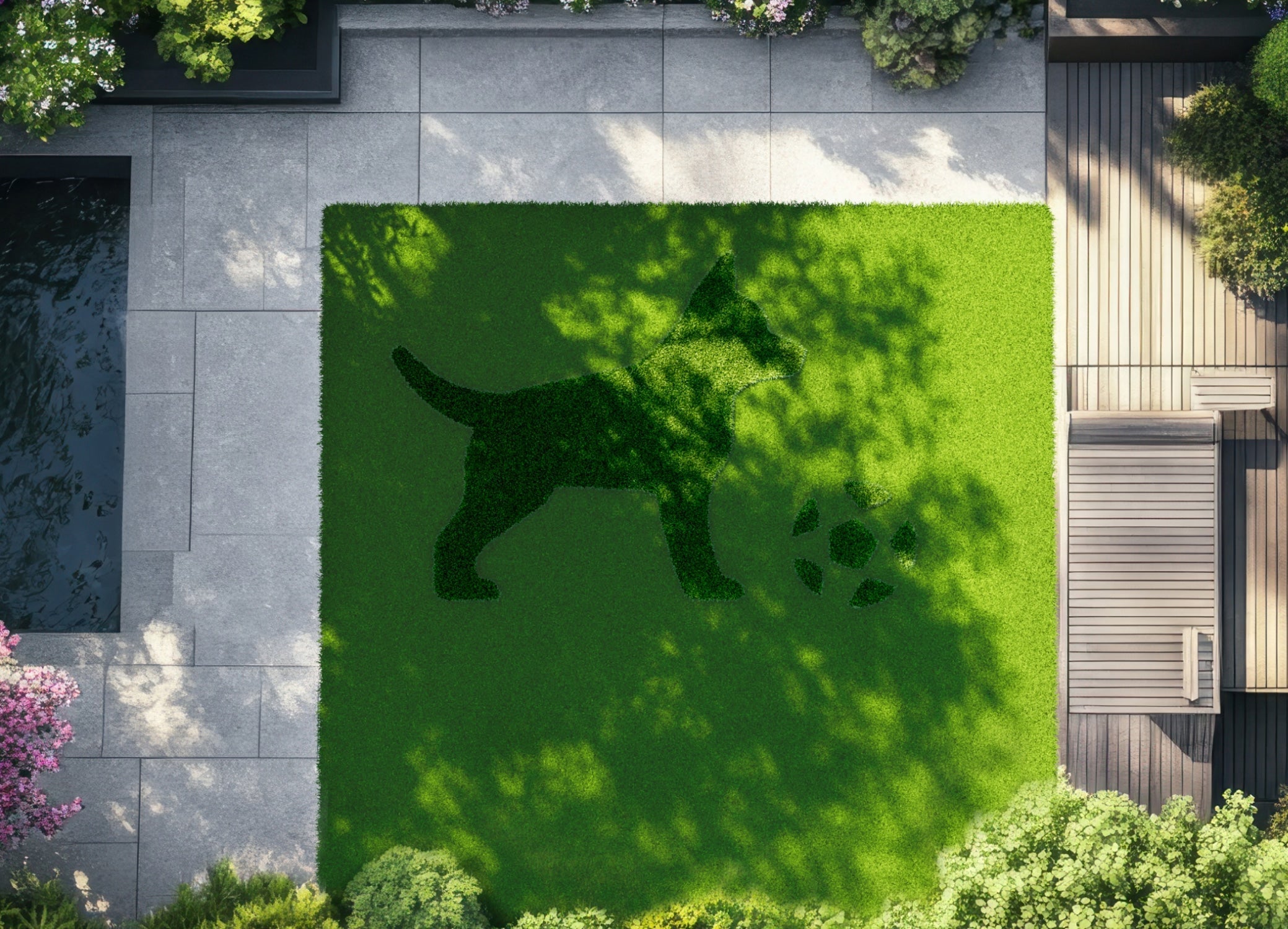 Segway Navimow i110N robot lawn mower mowed a dog pattern.