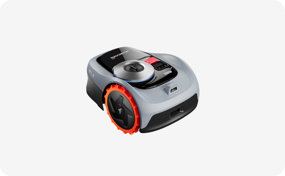 Segway Navimow i105E robot lawn mower on a white backdrop.