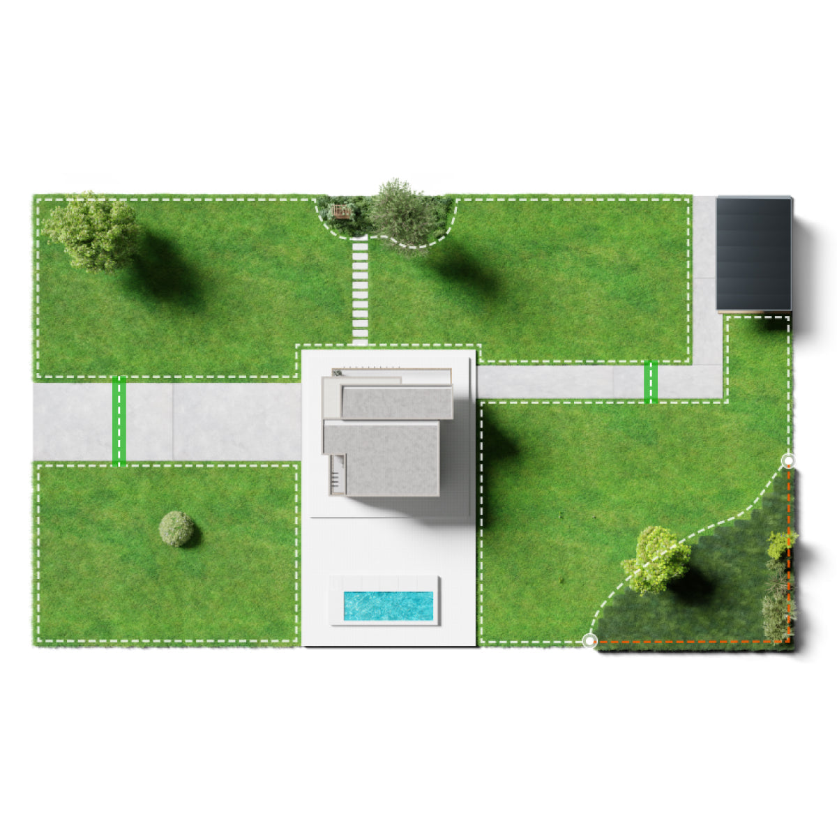 Segway Navimow i110N robot lawn mower mapping a virtual boundary.