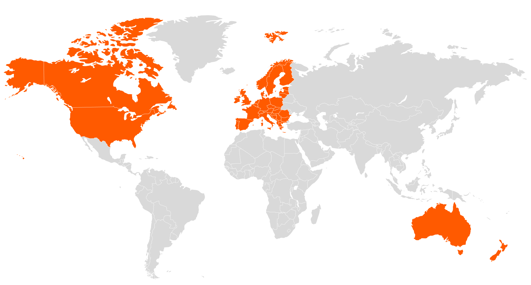 Navimow i105E robot lawn mower availability map highlighting global regions.
