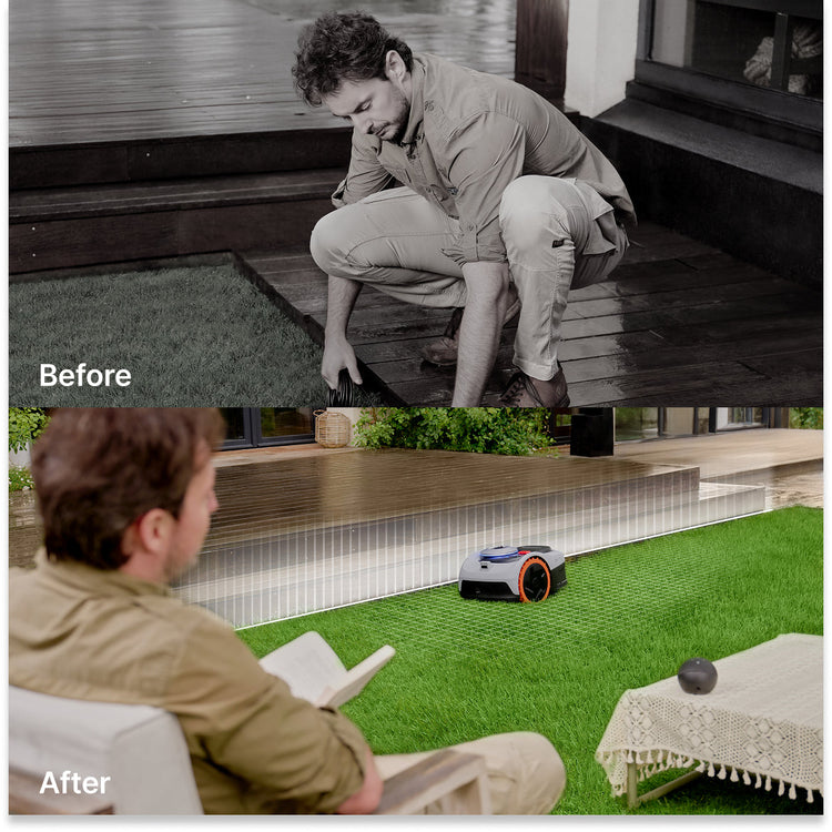 Navimow i110E robot lawn mower avoids tedious boundary wire installation.