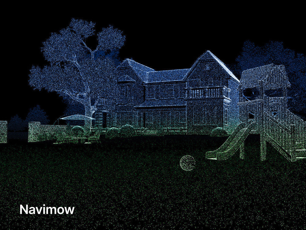 Navimow i105 robot lawn mower scanning a digital point cloud.