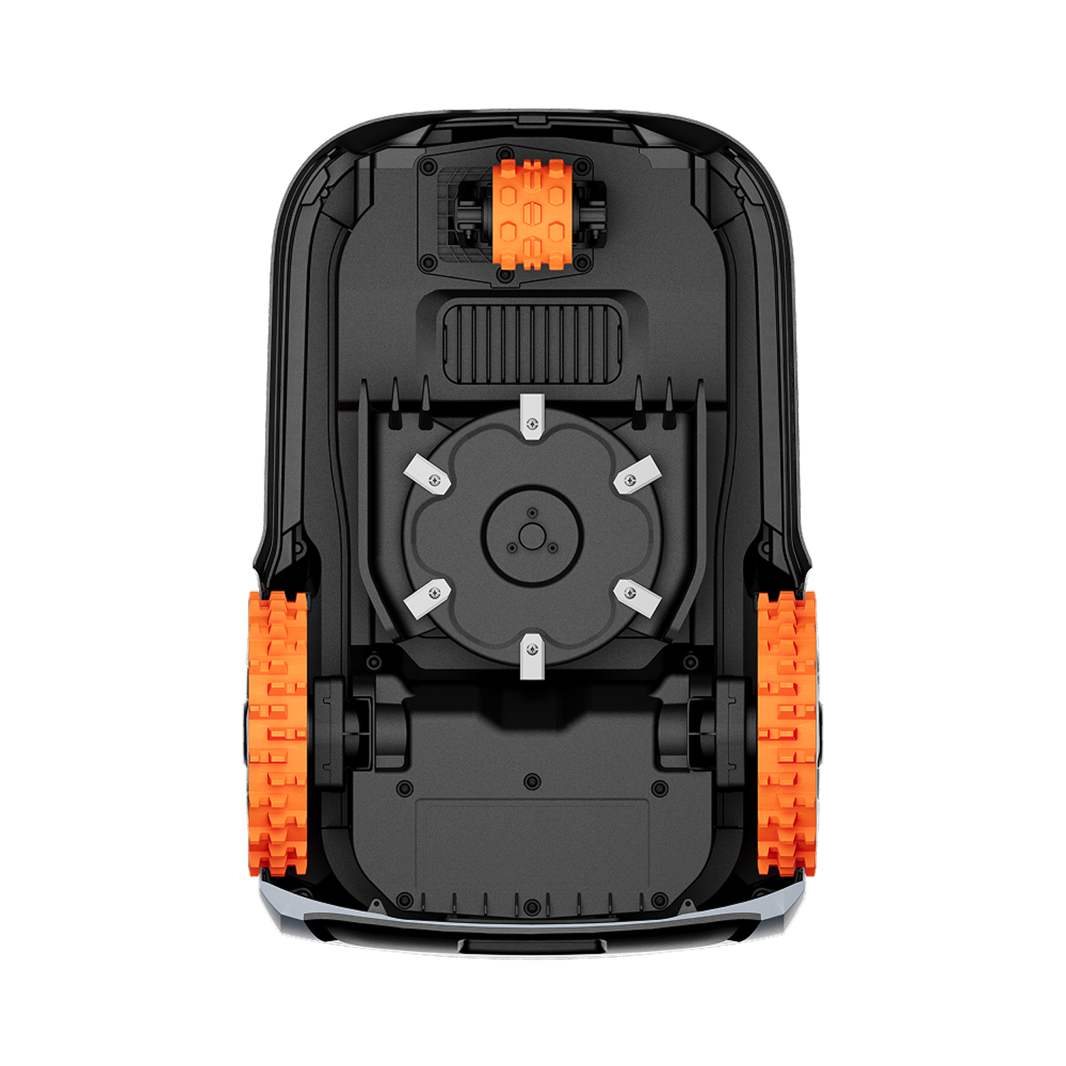 Bottom view of a Navimow i Series robot lawn mower.