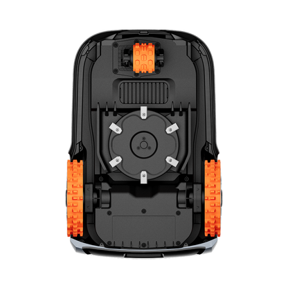 Bottom view of a Navimow i Series robot lawn mower.
