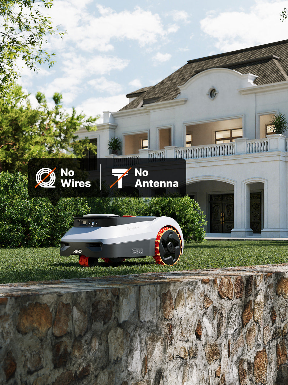 Segway Navimow X3 robot lawn mower sits on the grass.