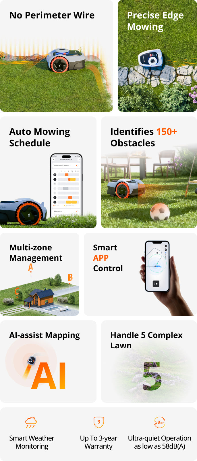 Navimow i110N robot lawn mower provides smart mapping and monitoring.