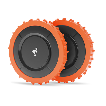 Navimow i105E robot lawn mower accessories with orange spiked wheels.
