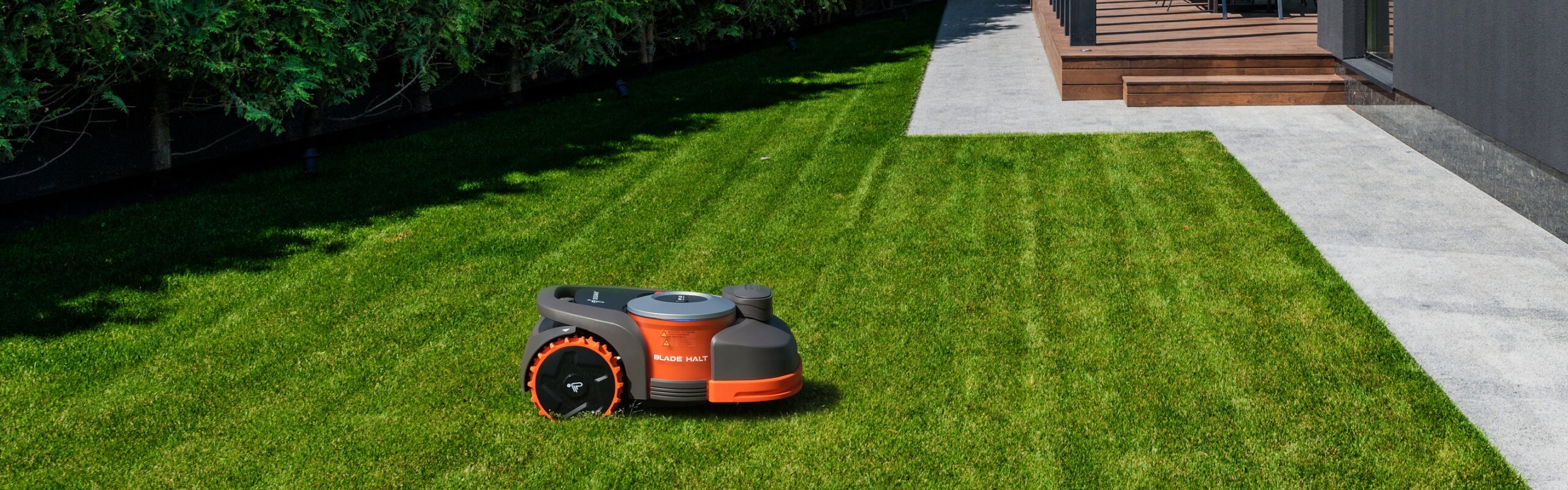 Segway Navimow i105E robot lawn mower on a lush lawn.